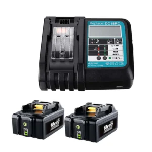 2-Pack 18V 6.0Ah Replacement Battery for Makita BL1860B + DC18RF Charger