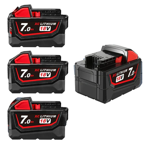 7.0Ah Replacement Battery for Milwaukee M18 18V - High Capacity Li-ion 4 Pack