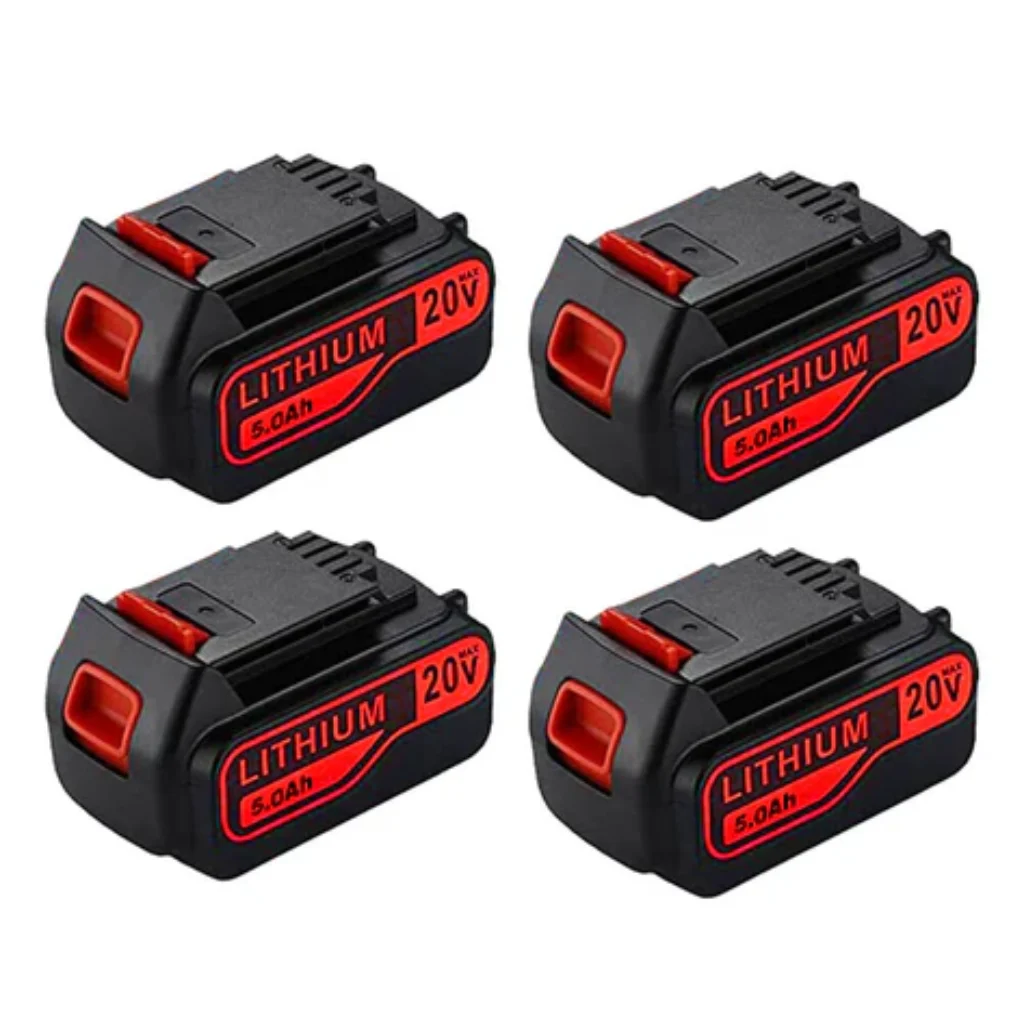 Black and Decker 20V MAX 5.0Ah Lithium-Ion Battery 4-Pack | LBXR20 High Capacity
