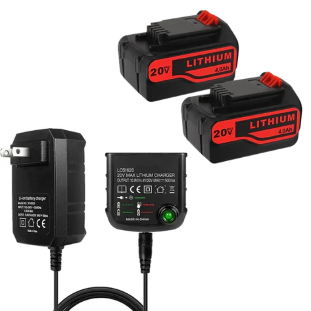 Black and Decker 20V MAX LBXR20 4.0Ah Li-ion Battery 2-Pack with LCS1620 Charger