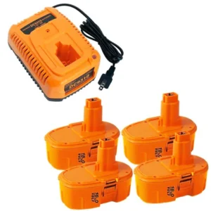 DeWalt 18V Battery Replacement 4.0Ah (4-Pack) with DC9310 Charger | DC9096 Ni-MH