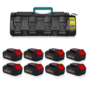 DeWalt 20V 6.0Ah Battery Replacement (8 Pack) with DCB104 4-Port Fast Charger