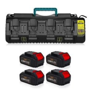 DeWalt 20V 6.0Ah Battery Replacement (4 Pack) with DCB104 4-Port Fast Charger