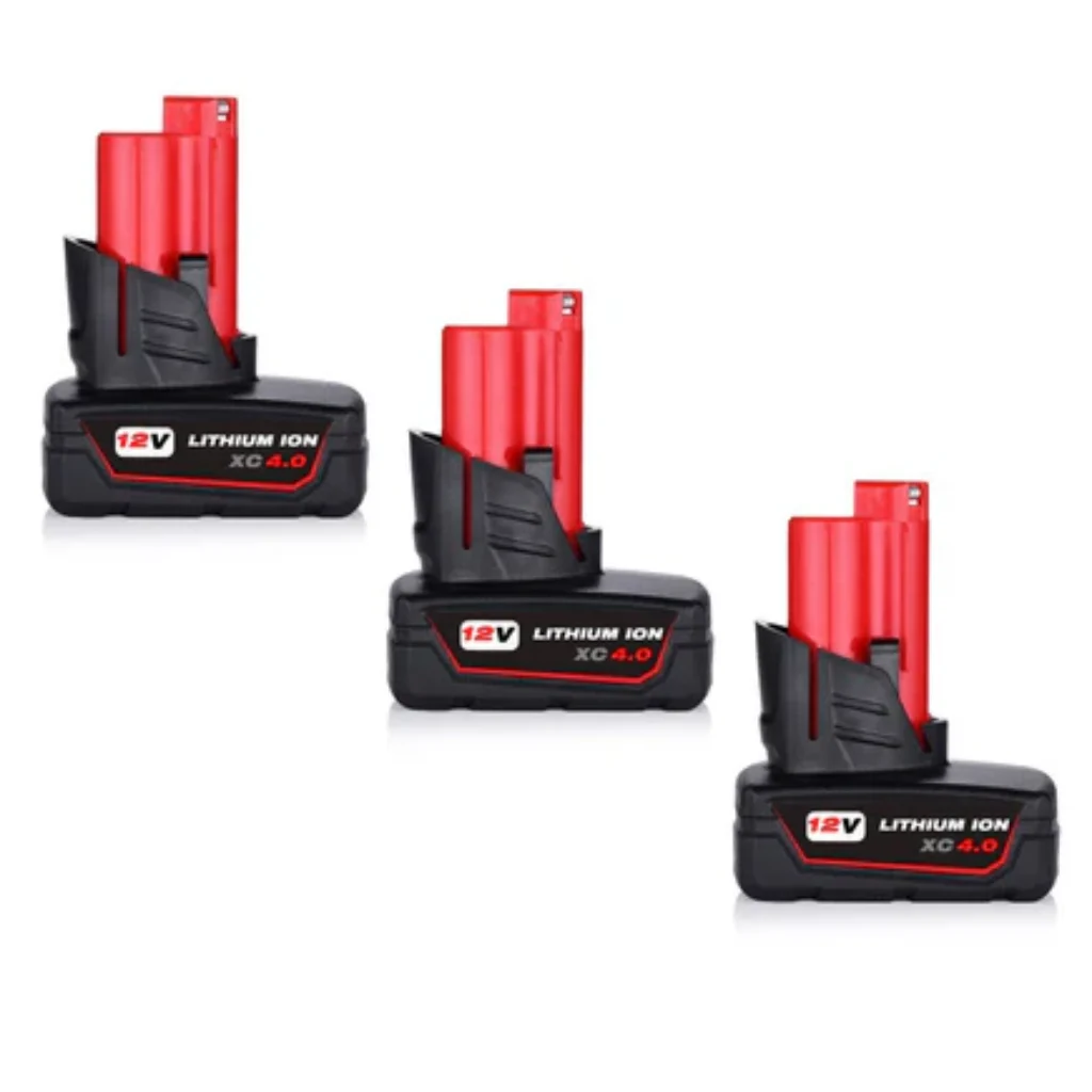 Milwaukee M12 4.0Ah Battery Replacement (3-Pack) - Extended Runtime