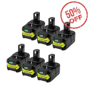 Ryobi 18V Battery 5Ah Replacement | P108 Batteries 6 Pack