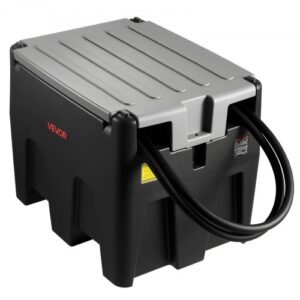 VEVOR 58 Gallon Portable Diesel Fuel Tank with 12V Transfer Pump – 10 GPM – Black