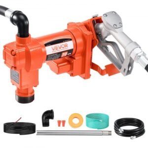12V DC Fuel Transfer Pump – 20 GPM for Gasoline & Diesel with Hose & Nozzle