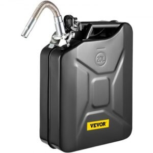 VEVOR 5.3 Gallon Black Jerry Fuel Can – Portable Gas Can with Flexible Spout