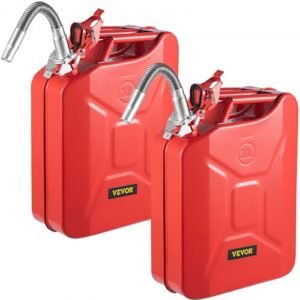 VEVOR Red Jerry Fuel Can 5.3 Gallon 2-Pack: Portable Gas Can with Flexible Spout