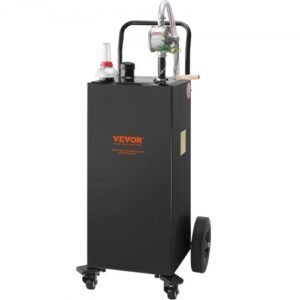 VEVOR 30 Gallon Fuel Caddy – Portable Gas Storage Tank with Manual Pump & Wheels – Black