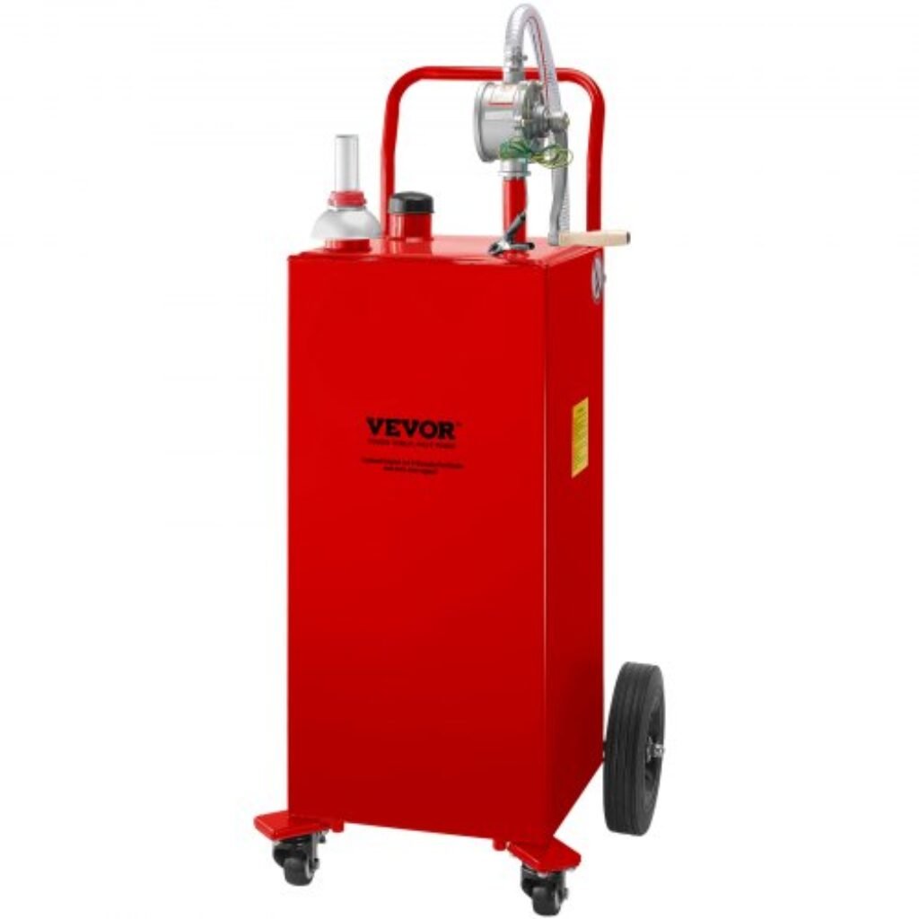 VEVOR 30 Gallon Fuel Caddy - Portable Gas Storage Tank with Manual Pump & Wheels