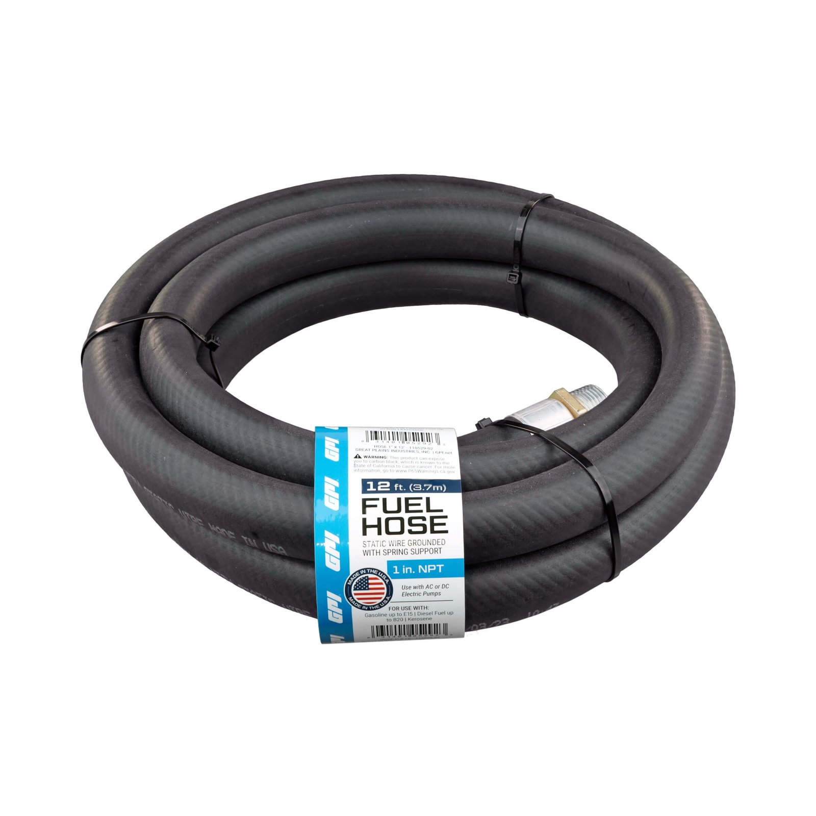 GPI 1 in. NPT x 12 ft. Fuel Hose