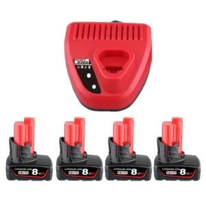 Milwaukee M12 8.0Ah Lithium-Ion Battery 4-Pack with N12 Charger Replacement