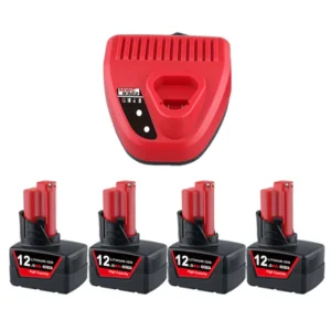 Milwaukee M12 12.0Ah Lithium-Ion Battery 4-Pack with N12 Charger Replacement