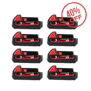 Milwaukee M18 Battery 3Ah Replacement (8-Pack) – Extended Runtime & Power