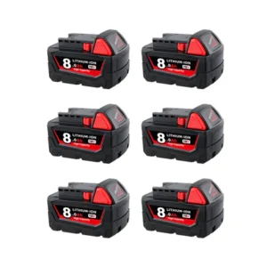 Milwaukee M18 8.0Ah Battery Replacement (6-Pack) | High Capacity 18V Lithium-Ion