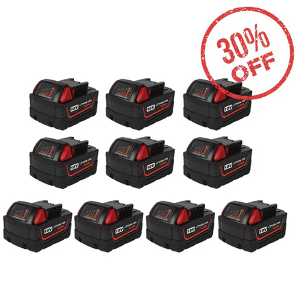 Milwaukee M18 18V 9.0Ah Battery Replacement - 10 Pack | Extended Runtime