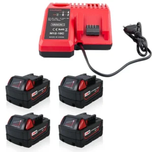 Milwaukee M18 XC Lithium-Ion Battery 9.0Ah 4-Pack with Rapid Charger