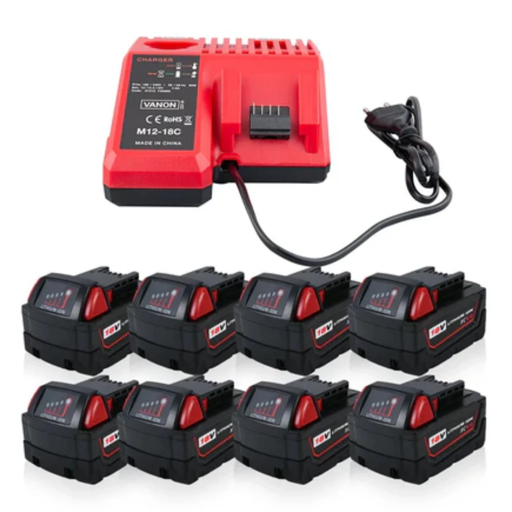 Milwaukee M18 XC Battery 6.0Ah 8-Pack with Rapid Charger