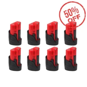 Milwaukee M12 Battery Replacement (8-Pack) – 12V 3.5Ah | 48-11-2411, 48-11-2440, 48-11-2402 Compatible