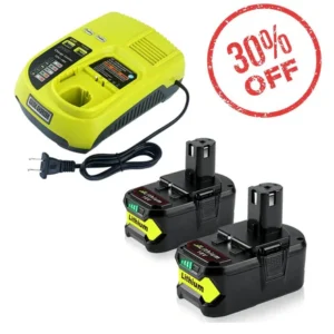 Ryobi 18V 7.0Ah Battery Replacement 2-Pack with Charger | P117 Compatible
