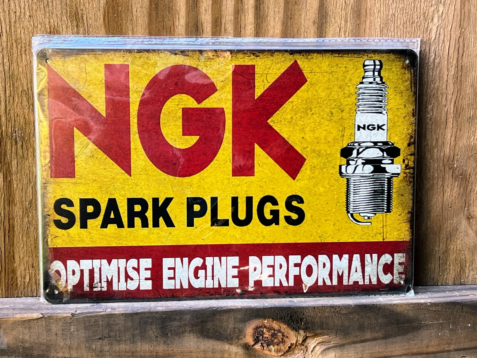 Metal 12” x 8” reproduction Vintage NGK Spark Plugs sign gas oil mancave garage