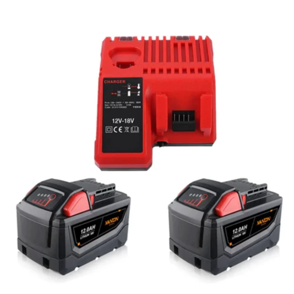 Milwaukee M18 12.0Ah XC Lithium-Ion Battery (2-Pack) with Rapid Charger