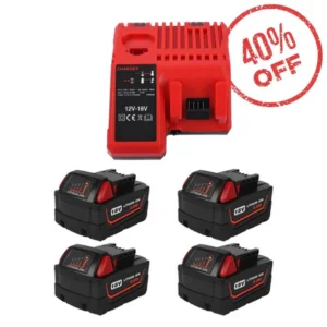 Milwaukee M18 18V XC 9.0Ah Lithium-Ion Battery 4-Pack with Rapid Charger