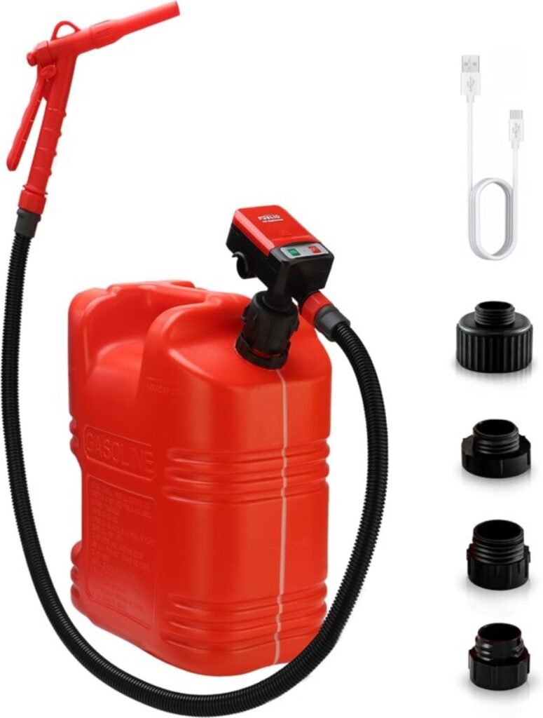 Rechargeable Fuel Transfer Pump - Electric Gas Pump For Gas Can - Auto Stop Gas Transfer Pump
