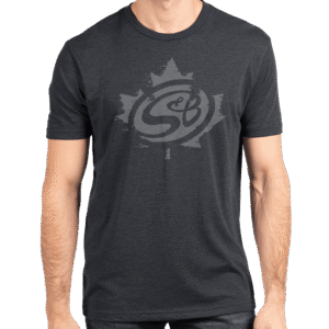 S&B Maple Leaf Logo Tri-Blend Shirt – Vintage Black / Grey – AM0487-00-S