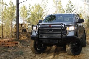 2014-2021 Toyota Tundra Black Steel Full Grill Guard w/ Tow Hooks