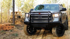 2007-2013 Toyota Tundra Black Steel Full Grill Guard w/ Tow Hooks