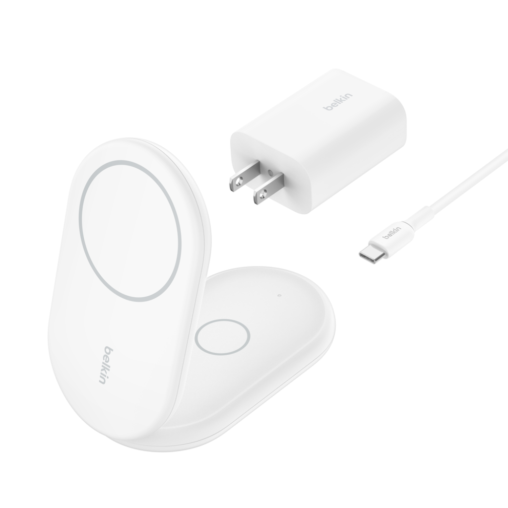 Belkin BoostCharge 2-in-1 Magnetic Foldable Wireless Charger with Qi2 15W - White