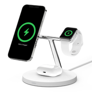 Belkin BoostCharge Pro 3-in-1 Wireless Charger with MagSafe 15W – Certified Refurbished, White