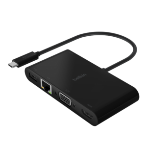 Belkin USB-C Multimedia + Charge Adapter (100W) – Black | 4K HDMI, USB 3.0, Gigabit Ethernet