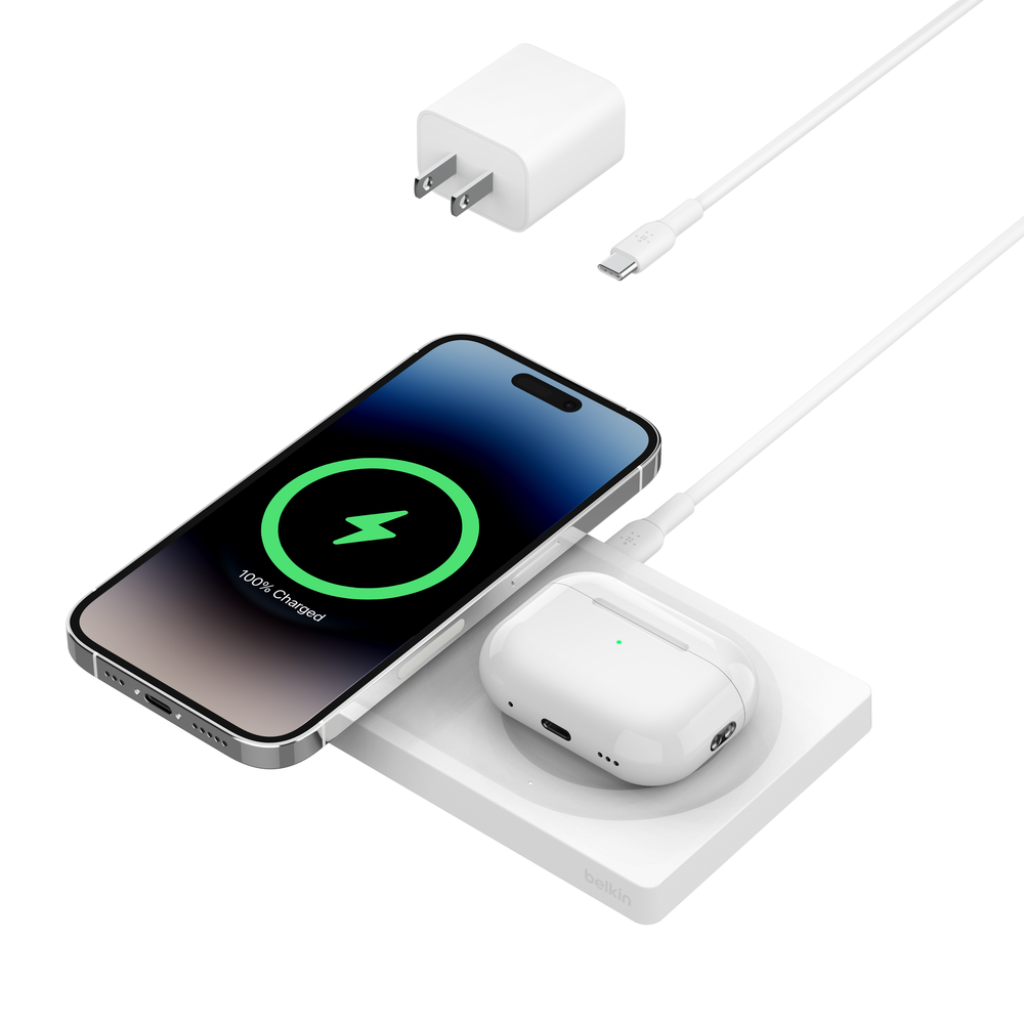 Belkin BoostCharge Pro 2-in-1 Wireless Charging Pad with MagSafe 15W - White