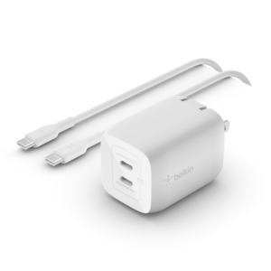 Belkin BoostCharge Pro Dual USB-C GaN Wall Charger 65W with PPS & USB-C Cable
