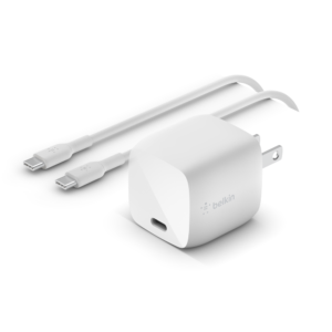 Belkin BoostCharge 30W USB-C GaN Wall Charger with USB-C Cable – Fast Charging White