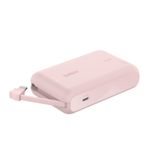 Belkin BoostCharge Power Bank 10K with Integrated Lightning Cable – Pink