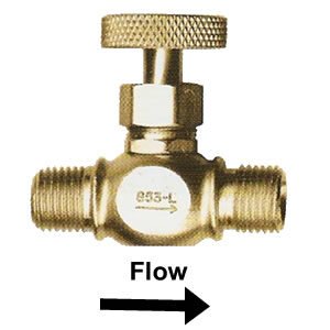 Brass Needle Valve 1/4″ MNPT x 9-16-18 Left Hand
