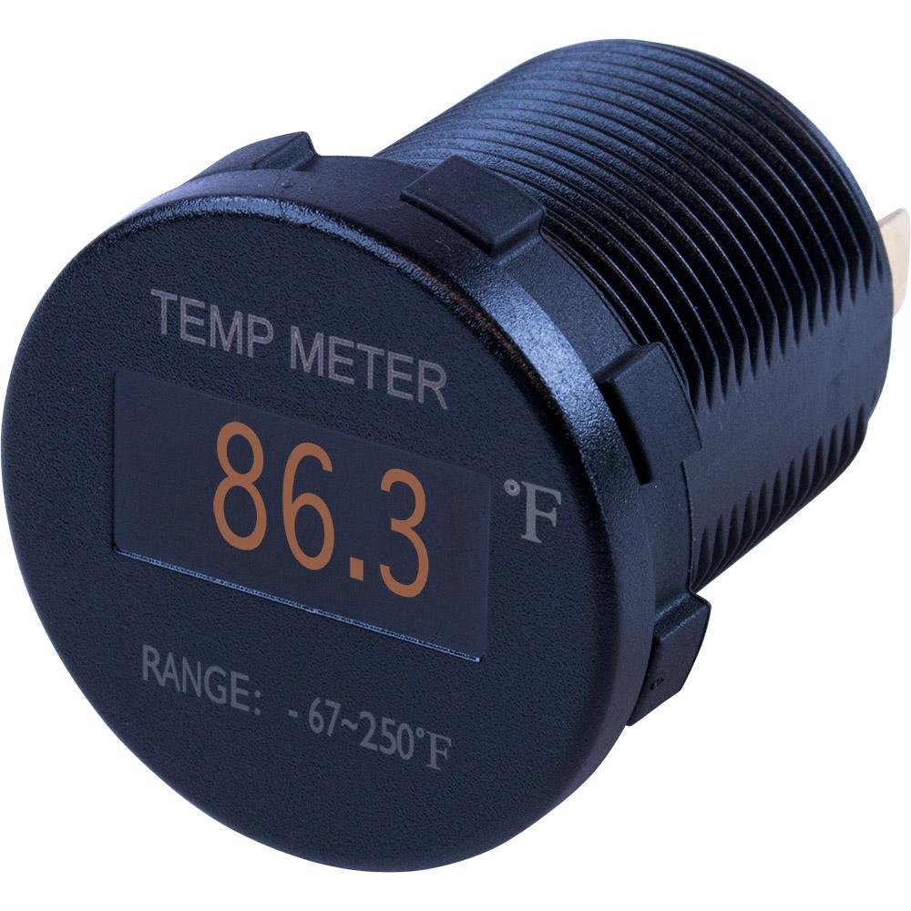 Sea-Dog Round OLED Temperature Meter Fahrenheit w/6' Lead – 421610-1