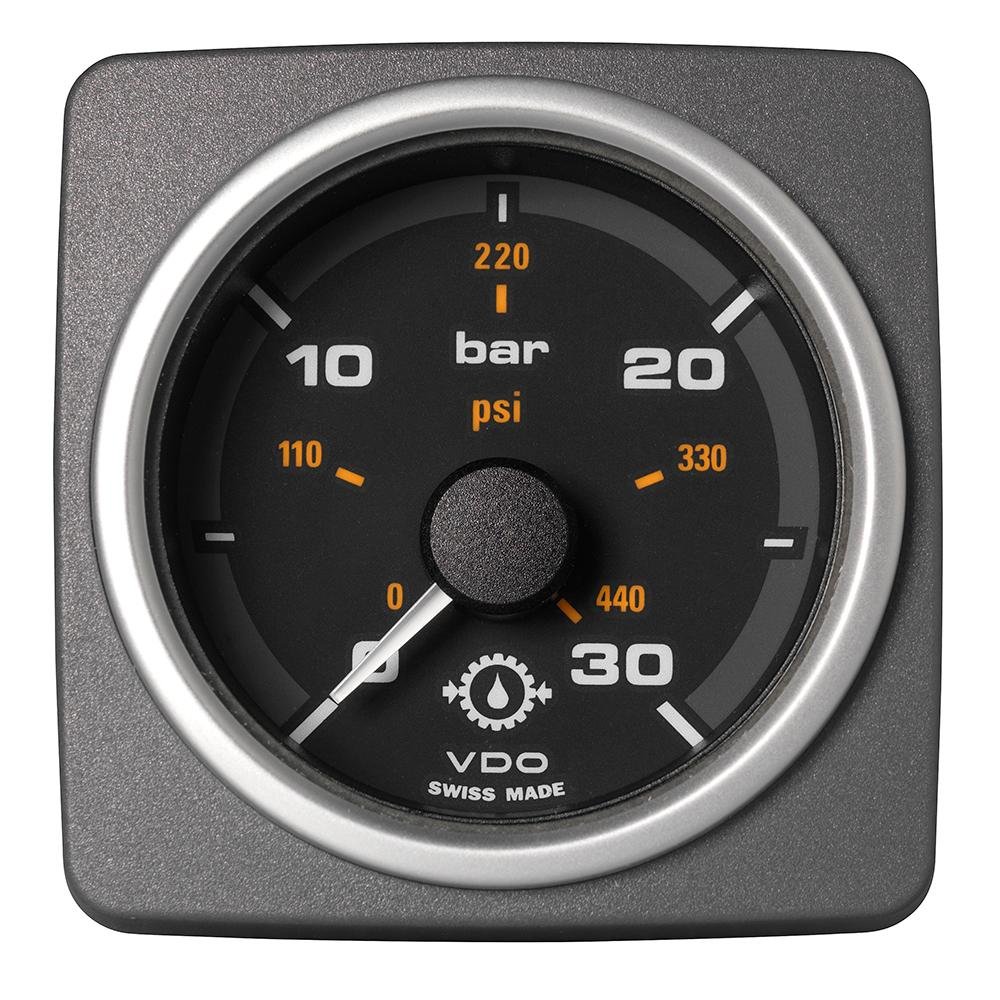 Veratron 52 MM (2-1/16″) AcquaLink Transmission Oil Pressure 30 Bar/440 PSI – Black Dial & Bezel – A2C59501937