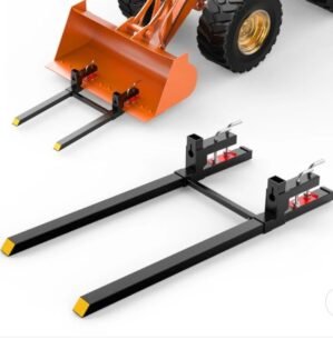 60Inch 4000lbs Clamp on Pallet Forks Heavy Duty Tractor Forks with Adjustable Stabilizer Bar