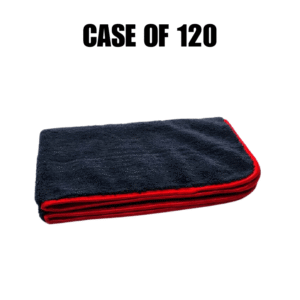16″ x 24″ Silk Edge Microfiber Towels (Black/Red) [Case of 120]