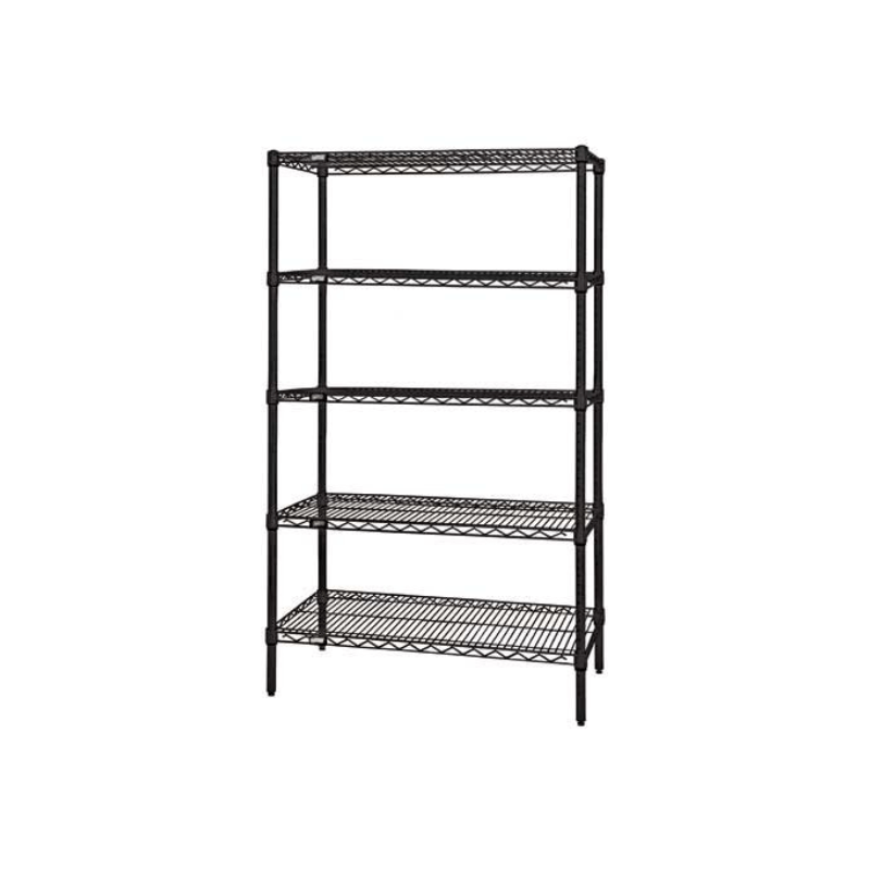 36" x 24" x 54" Black Epoxy Wire Shelving - 5 Shelves