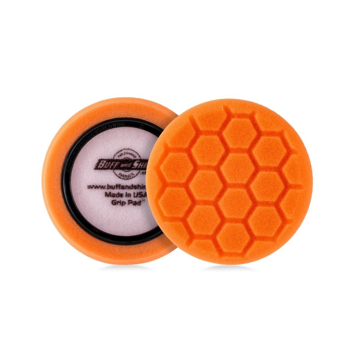4" Orange Medium Cutting Hex Faced Foam Grip Pad - 2 Pack