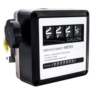 1 Inch NPT Mechanical Gallon Fuel Flow Meter for Gasoline, Kerosene or Diesel Fuel Tank Transfer Pumps, Aluminum 7-20 GPM 4-Digital Batch Display