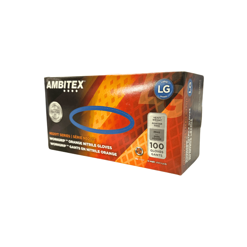 Ambitex 8 Mil Orange Work Grip Nitrile Gloves (100/box) - Image 2