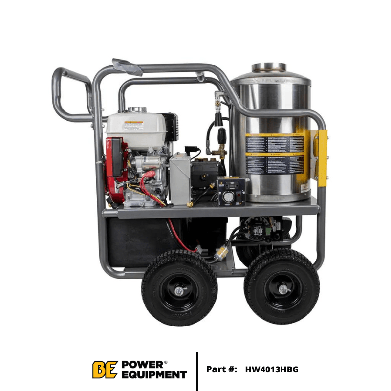 BE Industrial (HW4013HBG) 4 |000 PSI - 4.0 GPM Hot Water Pressure Washer with Honda GX390 Engine and Belt Driven General Triplex Pump - Image 4