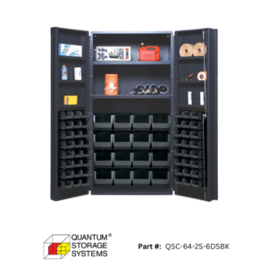 Quantum (QSC-64-2S-6DS) 36″ x 24″ x 72″ All Welded Bin Cabinet w/ 64 Bins
